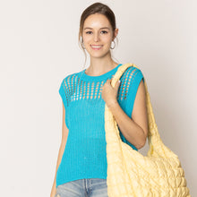 Load image into Gallery viewer, Turquoise Chest Blocked Crochet Poncho Vest
