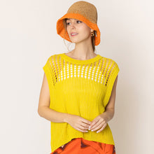 Load image into Gallery viewer, Yellow Chest Blocked Crochet Poncho Vest
