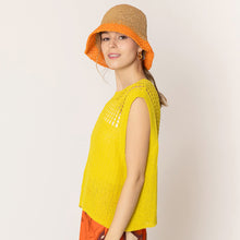 Load image into Gallery viewer, Yellow Chest Blocked Crochet Poncho Vest
