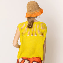 Load image into Gallery viewer, Yellow Chest Blocked Crochet Poncho Vest
