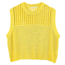 Load image into Gallery viewer, Yellow Chest Blocked Crochet Poncho Vest
