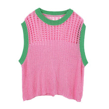 Load image into Gallery viewer, Pink Chest Blocked Crochet Poncho Vest
