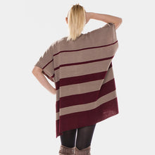 Load image into Gallery viewer, Khaki Stripe half sleeve poncho
