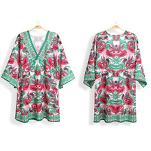 Load image into Gallery viewer, Green Paisley Printed Cover Up Dress
