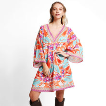 Load image into Gallery viewer, Orange Floral Printed Cover Up Dress
