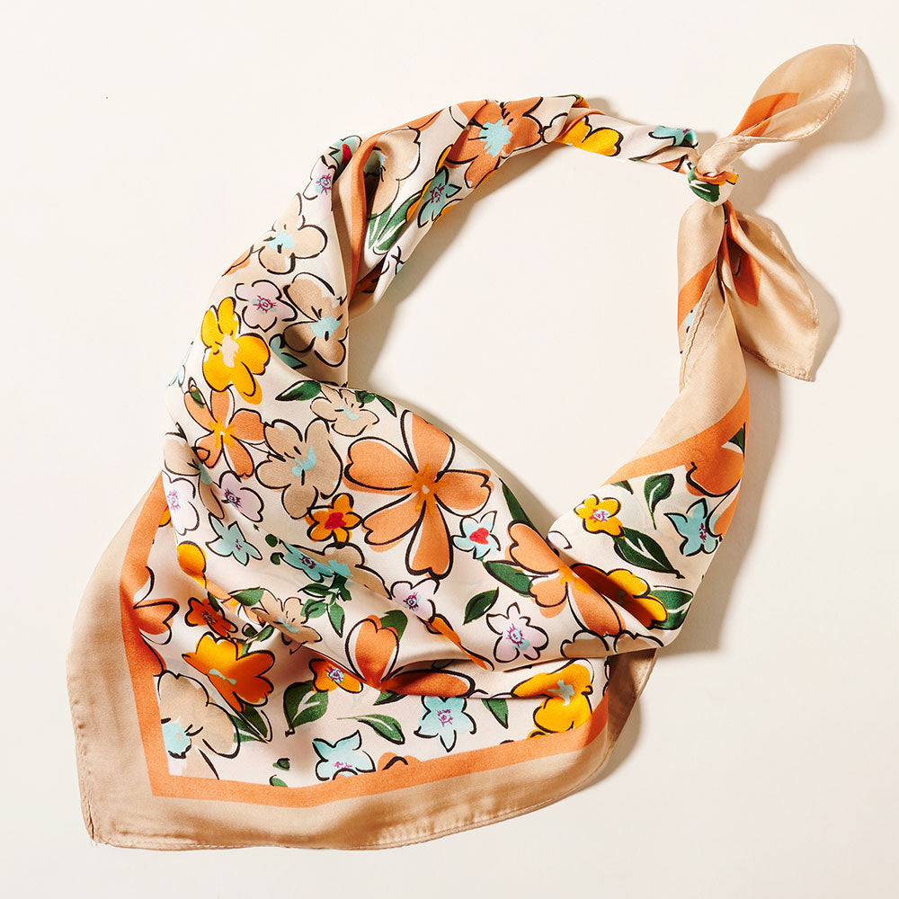 Beige Flower Pattern Scarf