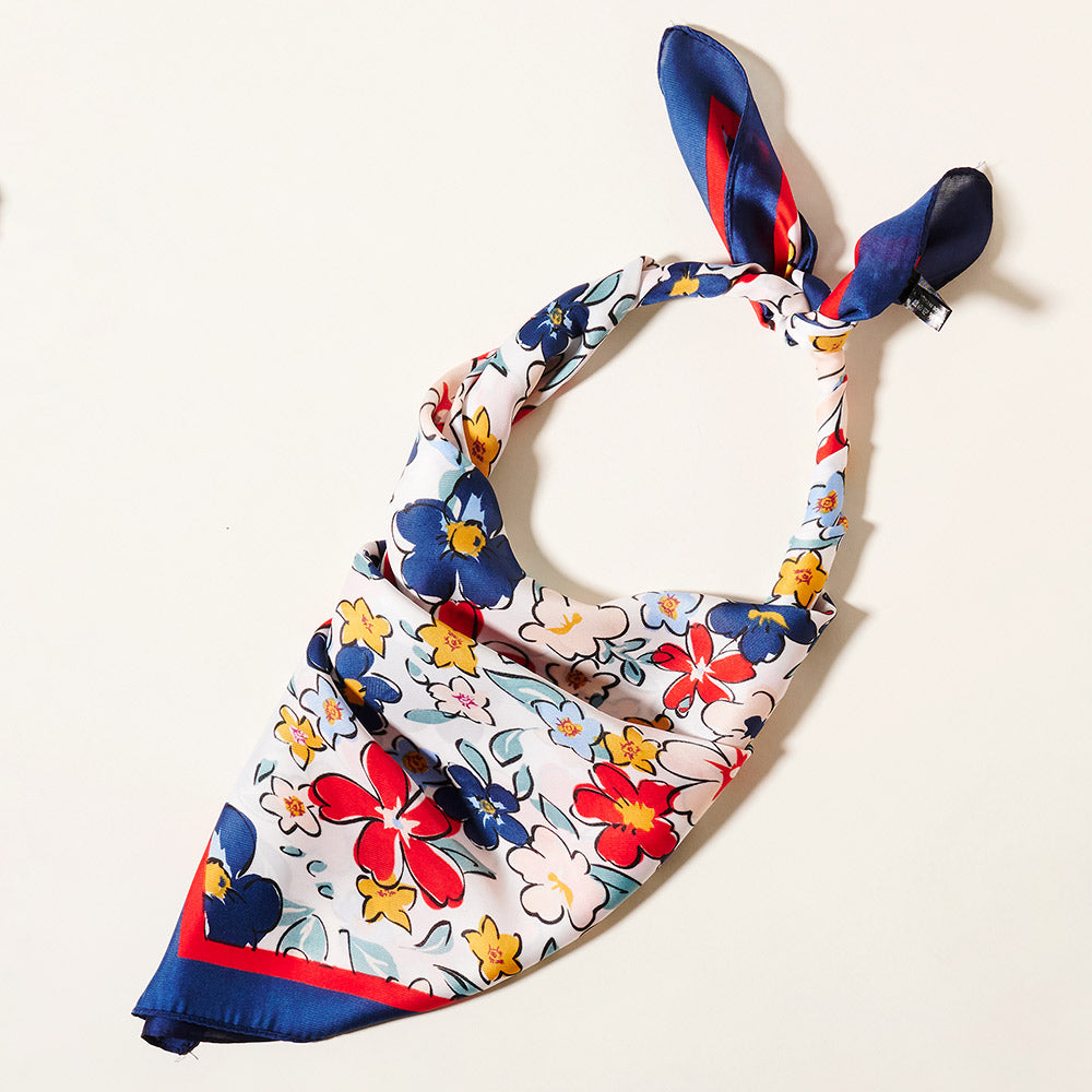 Navy Flower Pattern Scarf