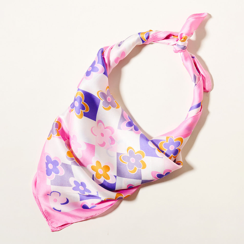 Pink Flower Pattern Scarf