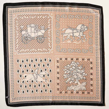 Load image into Gallery viewer, Beige Horse Rider Coach Square Paisley Pattern Scarf
