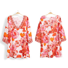 Load image into Gallery viewer, Orange Floral Printed Cover Up Dress
