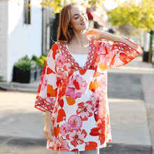 Load image into Gallery viewer, Orange Floral Printed Cover Up Dress
