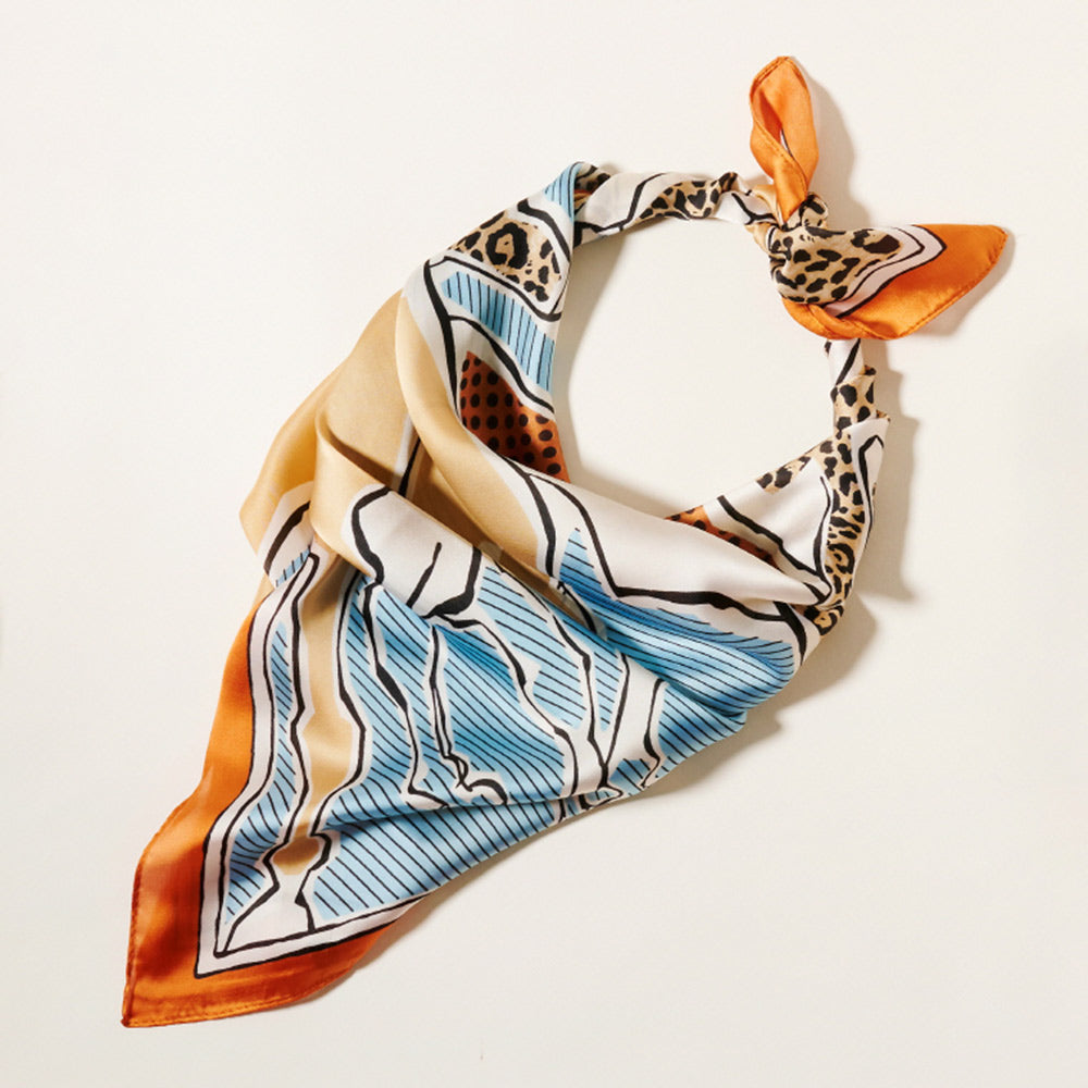 Blue Abstract Horse Printed Scarf