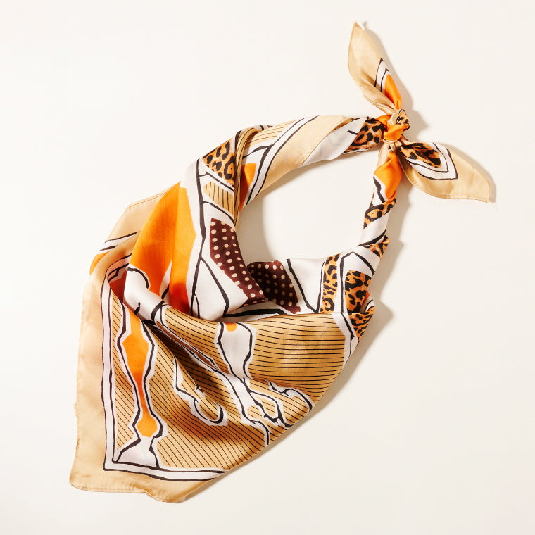 Orange Abstract Horse Printed Scarf