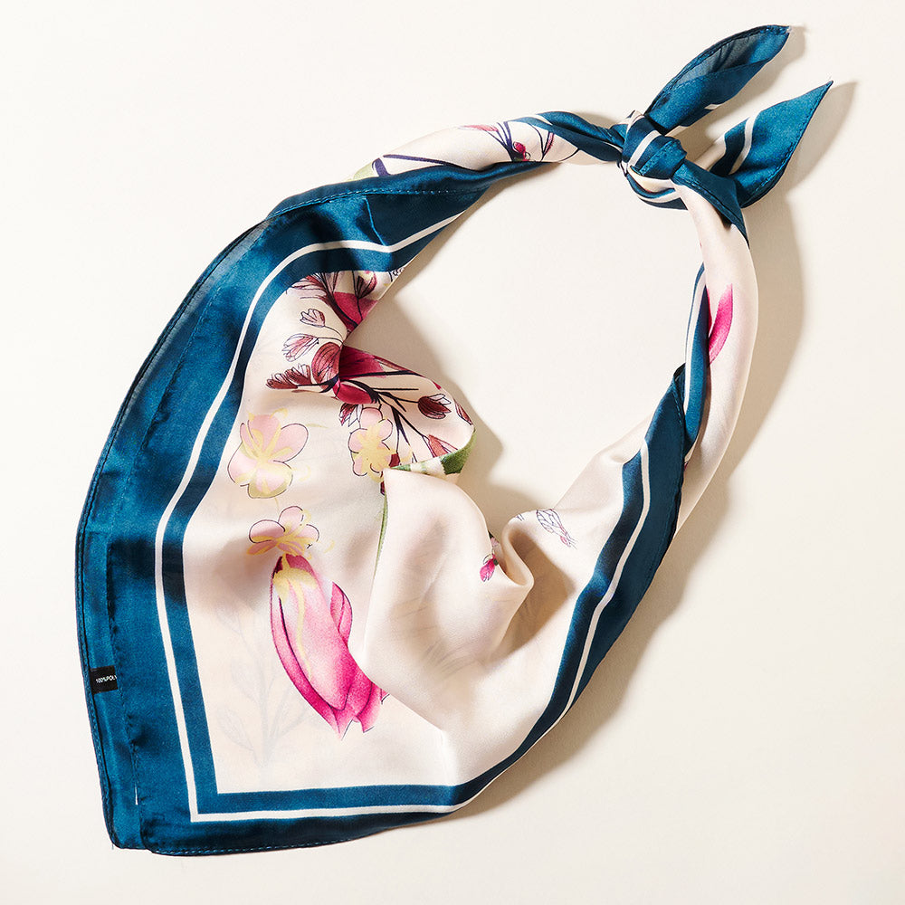 Fuchsia Botanical Flower Butterfly Printed Scarf