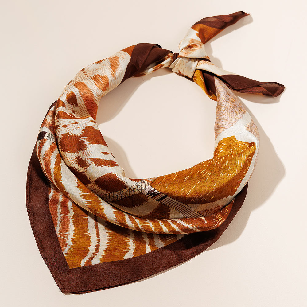 Brown Multi Animal Pattern Print Scarf