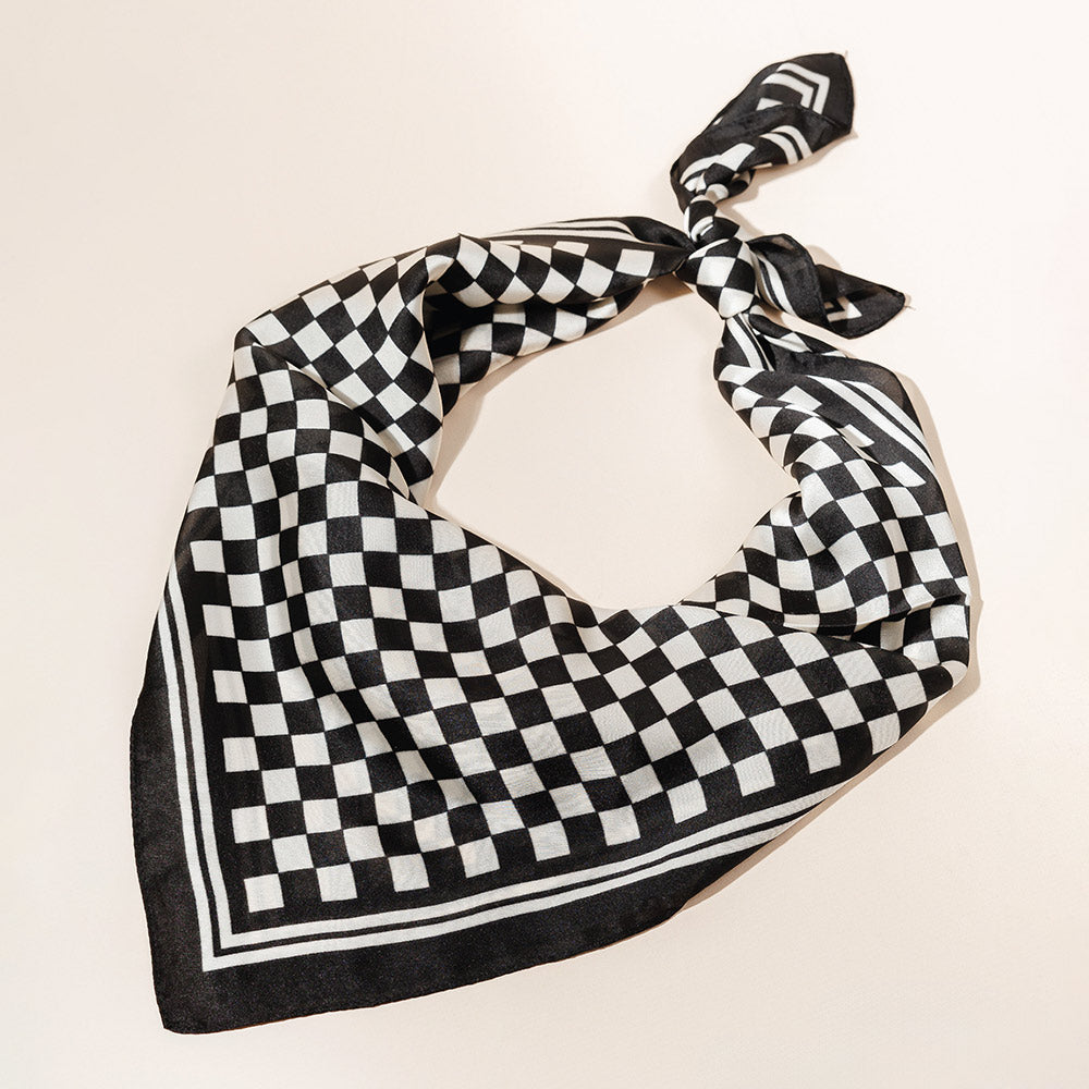 Black Checkered Pattern Scarf