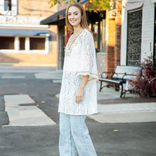 Load image into Gallery viewer, White Metal Studs and Sequin V Lace Cover Up Dress
