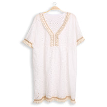 Load image into Gallery viewer, White Braided V Neck Lace Cover Up Dress
