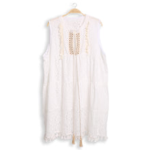 Load image into Gallery viewer, White Sleeveless Tie-Knot Lace Cover Up Dress
