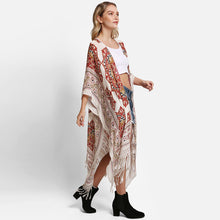 Load image into Gallery viewer, Beige Mandala Cover Up With Tassels
