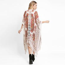 Load image into Gallery viewer, Beige Mandala Cover Up With Tassels
