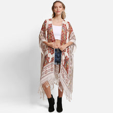 Load image into Gallery viewer, Beige Mandala Cover Up With Tassels
