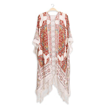 Load image into Gallery viewer, Beige Mandala Cover Up With Tassels
