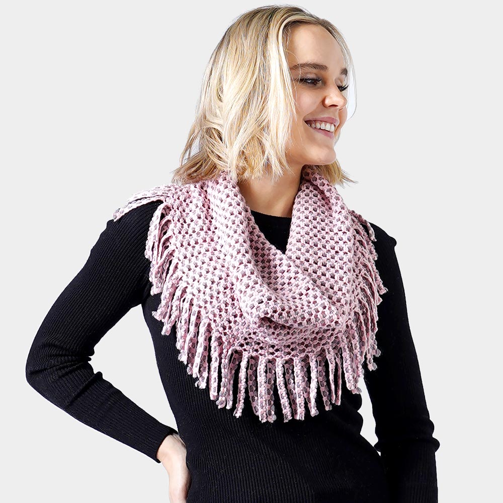 Pink Mini Tube Fringe Scarf