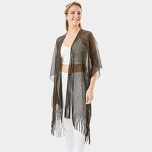 Load image into Gallery viewer, Black Metallic Net Cover Up Fringes Shawl Cardigan
