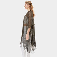 Load image into Gallery viewer, Black Metallic Net Cover Up Fringes Shawl Cardigan
