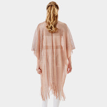 Load image into Gallery viewer, Rose Gold Metallic Net Cover Up Fringes Shawl Cardigan
