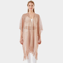 Load image into Gallery viewer, Rose Gold Metallic Net Cover Up Fringes Shawl Cardigan
