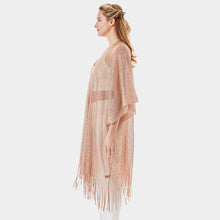 Load image into Gallery viewer, Rose Gold Metallic Net Cover Up Fringes Shawl Cardigan
