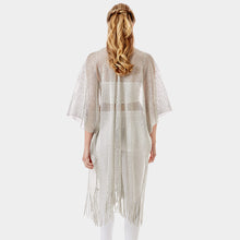 Load image into Gallery viewer, Silver Metallic Net Cover Up Fringes Shawl Cardigan
