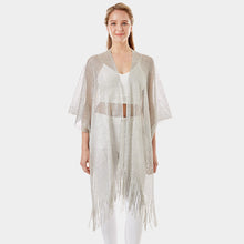 Load image into Gallery viewer, Silver Metallic Net Cover Up Fringes Shawl Cardigan
