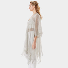 Load image into Gallery viewer, Silver Metallic Net Cover Up Fringes Shawl Cardigan
