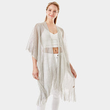 Load image into Gallery viewer, Silver Metallic Net Cover Up Fringes Shawl Cardigan
