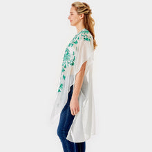 Load image into Gallery viewer, Green Embroidery Floral Cover Up Kimono Cardigan
