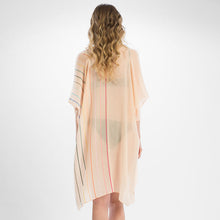 Load image into Gallery viewer, Peach Multi Colored Lines Cover Up Kimono Cardigan
