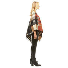 Load image into Gallery viewer, Beige Multi Colored Plaid Poncho
