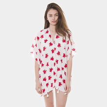 Load image into Gallery viewer, White Fox Pattern Tassel Cover Up Poncho
