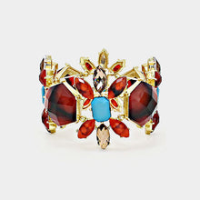 Load image into Gallery viewer, Gold Faceted Hexagon Floral Stretch Bracelets
