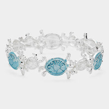 Load image into Gallery viewer, Silver Sea Turtle Stretch Bracelet
