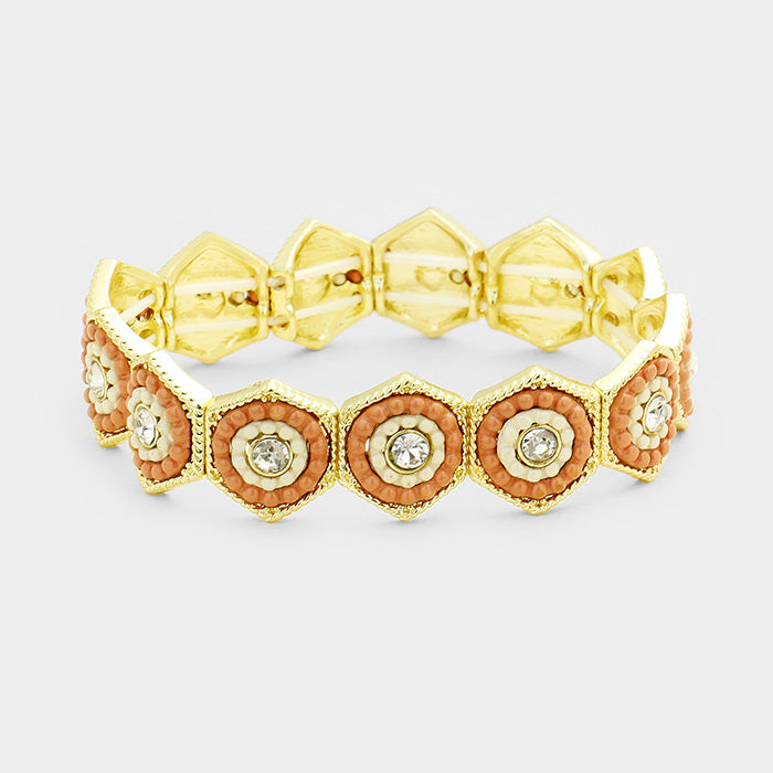 Gold Bubble Honeycomb Stretch Bracelet