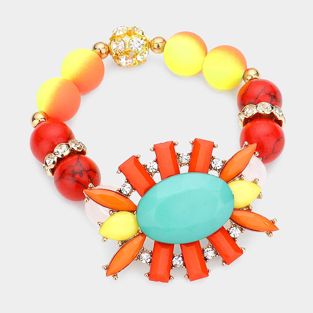 Yellow Resin Jewel Stretch Bracelet