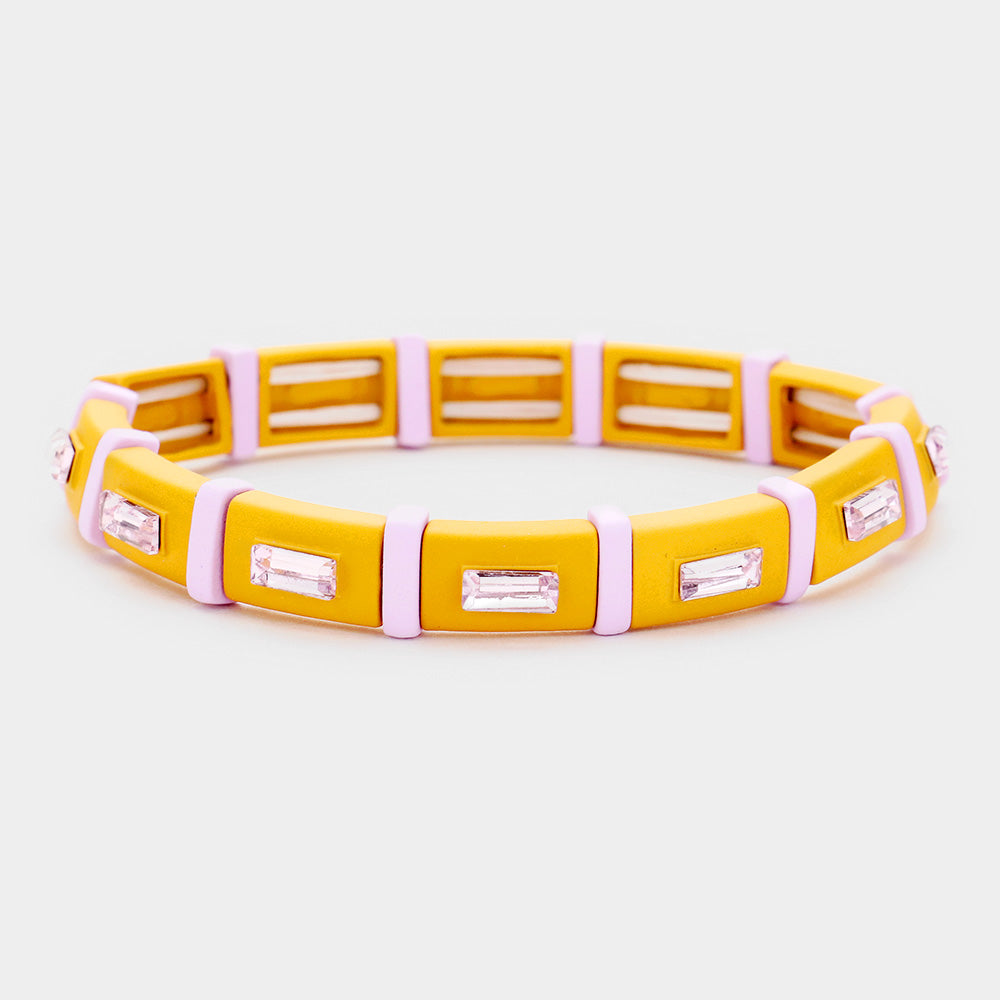 Yellow Lego Crystal Stretch Bracelet