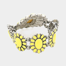 Load image into Gallery viewer, Yellow Squash Blossom Natural Stone Accented Stretch Bracelet
