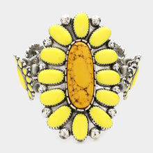 Load image into Gallery viewer, Yellow Squash Blossom Natural Stone Accented Stretch Bracelet
