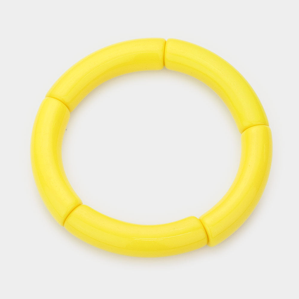 Yellow Solid Resin Stretch Bracelet