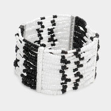 Load image into Gallery viewer, Silver Thick Seed Bead Stretch Bracelet
